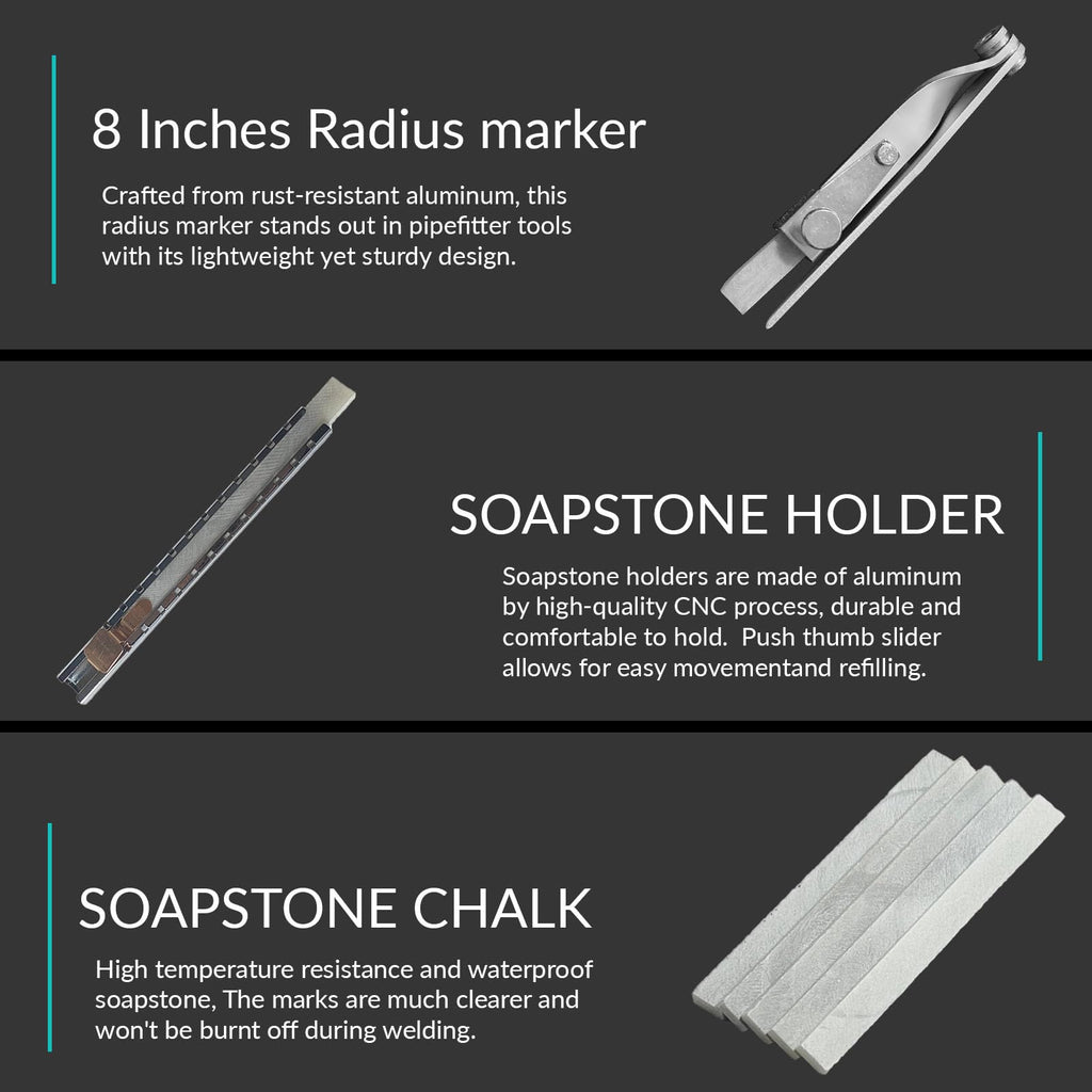 Up to 8" Contour Radius Marker, Curve O Mark with 5 Soapstone ＆ Holder Up to 8"