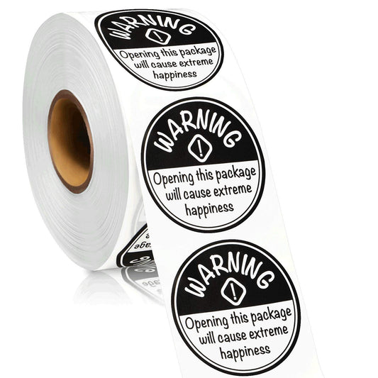 1000 Pieces Extreme Happiness Stickers Labels Round Stickers Self-Adhesive Labels Crafting Tags Arts Decorations for Festival, Business or Personal Use, 1.5 Inch (Black) Black