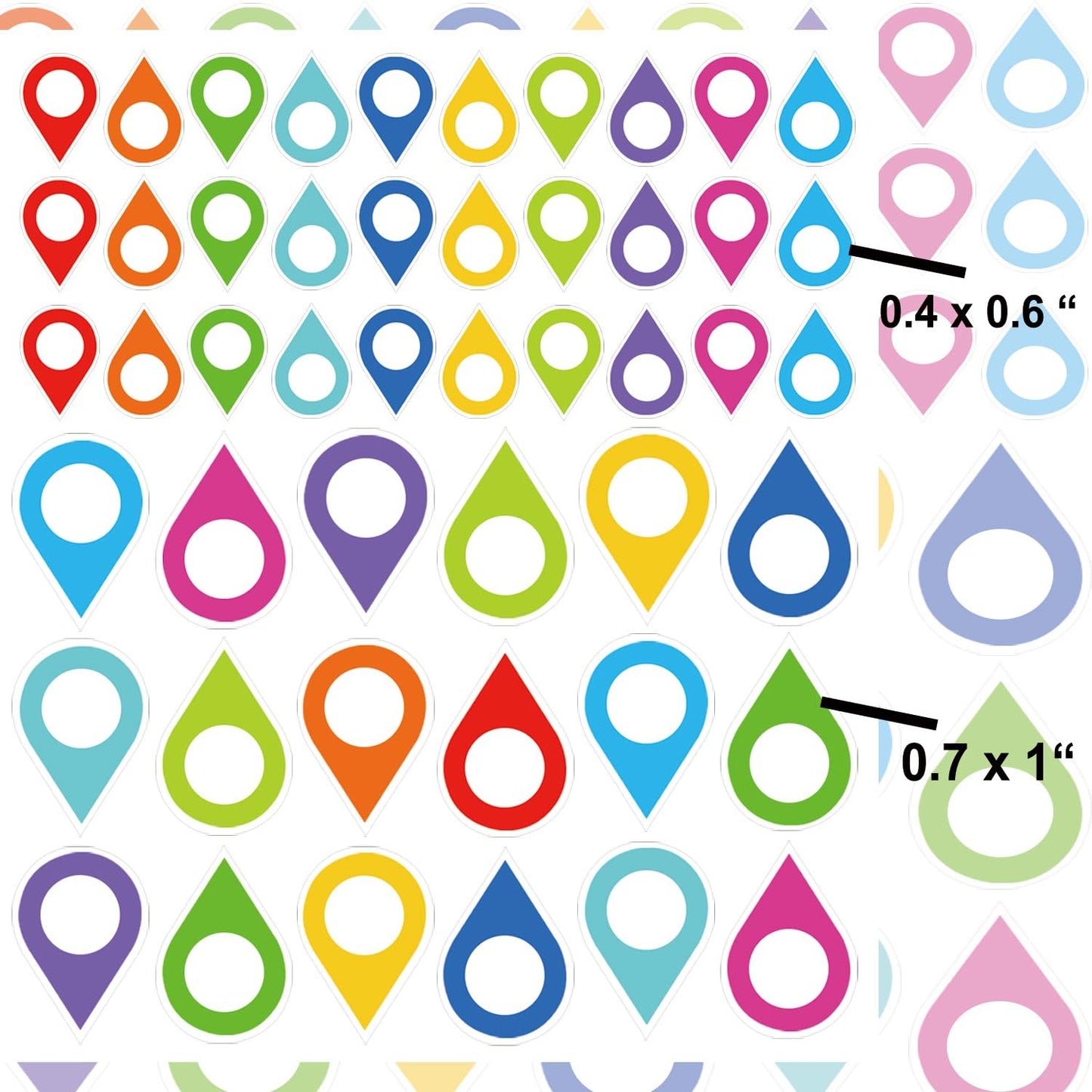 240 Pcs Colorful Map Location Marker Pointer Vinyl Stickers -Self Adhesive Peel and Stick Indicator Labels for Marking Camping Adventure Sites or Travel Destinations