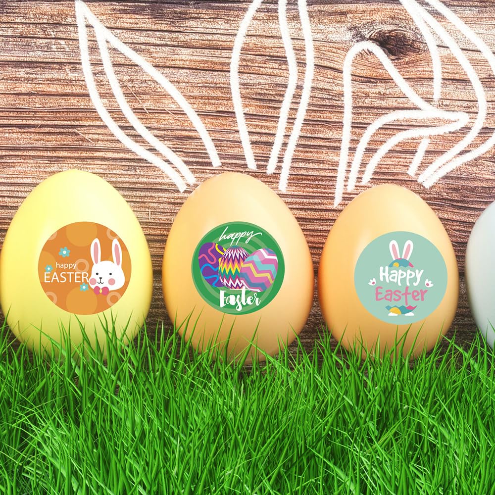 GeRRiT 500 PCS Cute Easter Stickers 1.5 Inch Happy Easter Label Stickers Self-Adhesive Bunny Stickers Easter Egg Stickers Party Decorative Supplies for Card Gift Envelopes Decoration, 1 Roll
