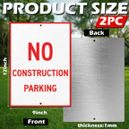 2 Pcs No Construction Parking Sign