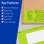 Avery Printable Rectangle Labels, Sure Feed Technology, 3" x 5", Bright Green Labels, Print-to-The-Edge, Laser/Inkjet Printable, 120 Total, Great for Shipping and Packaging 120 labels