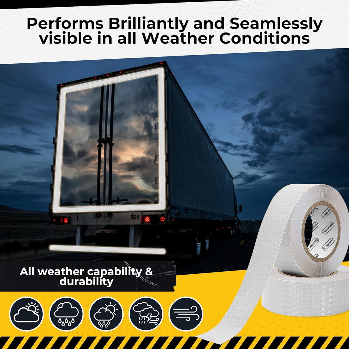 DOT C2 Safety Reflective Tape 2IN x 35 FT - Outdoor Waterproof Conspicuity Tape - Silver Reflector Tape for Trailers, Vehicles, Boats - Strong Reflective Safety for Caution Warning Signs