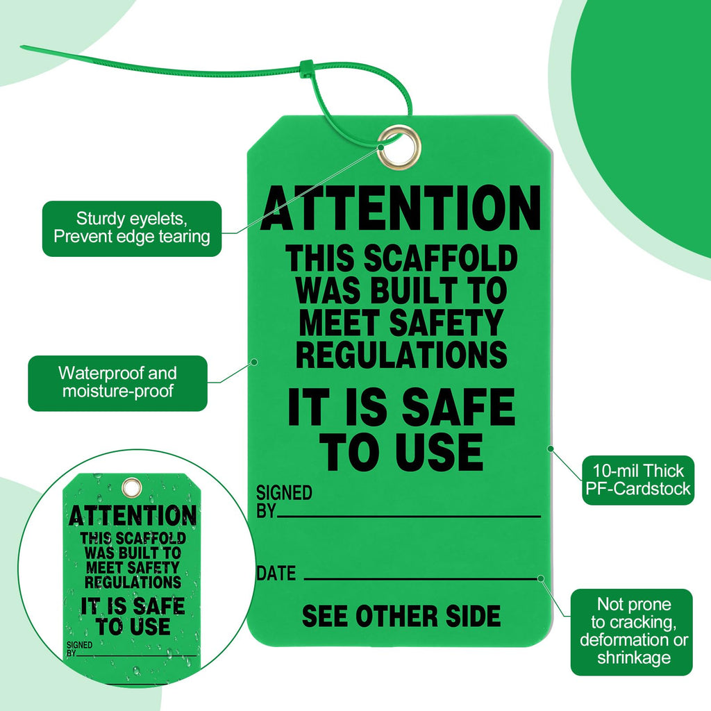 30 Pcs Scaffold Status Tag, 5.75'' x 3.25'' x 0.01'' Attention