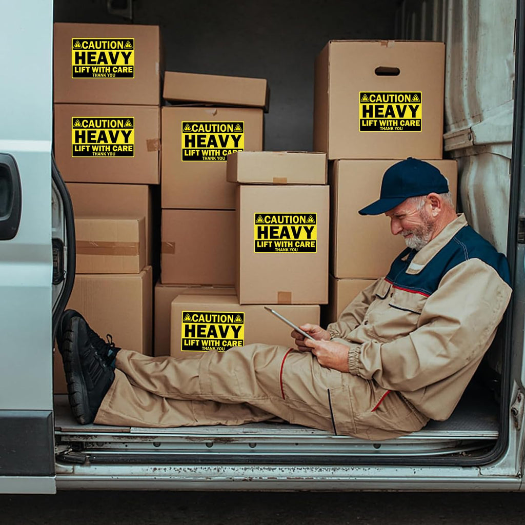 100 Caution Heavy Shipping Labels, 4 x 6 Inch 4x6