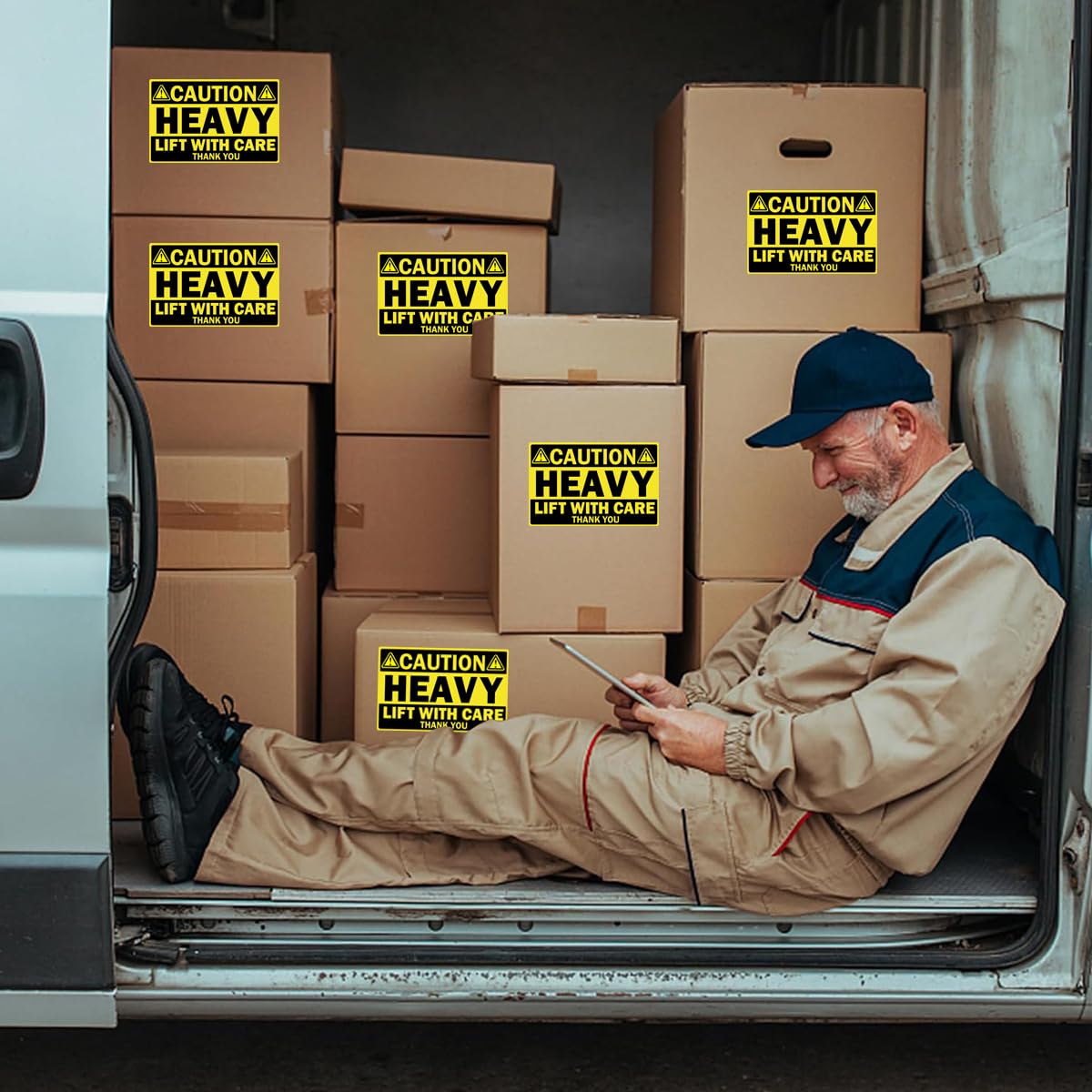 100 Caution Heavy Shipping Labels, 4 x 6 Inch 4x6