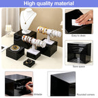 Saim Acrylic Buffet Risers Display Stands 3" To 8" Square, 6pcs Black