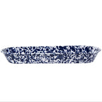 Golden Rabbit Enamelware Oval Basket, 16 x 6 inch, Cobalt Swirl