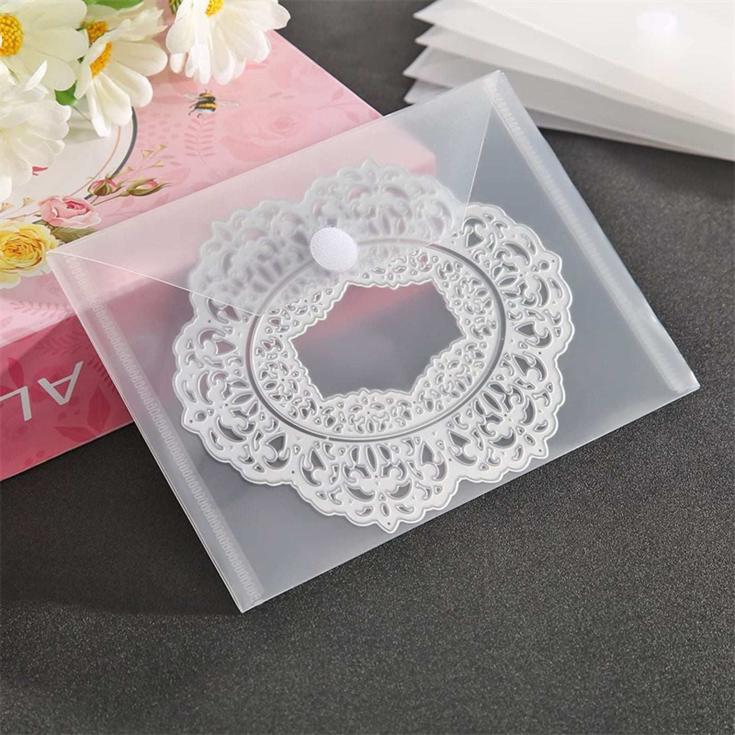 Large Dies and Stamp Storage Pockets and Rubber Magnetic Sheets 10PCS Strong Stick-up Magic Sticker Storage Pockets & 10 PCS 0.5mm Thickness Magnetic Sheets 48PCS Label Stickers Stamp and Dies Storage E