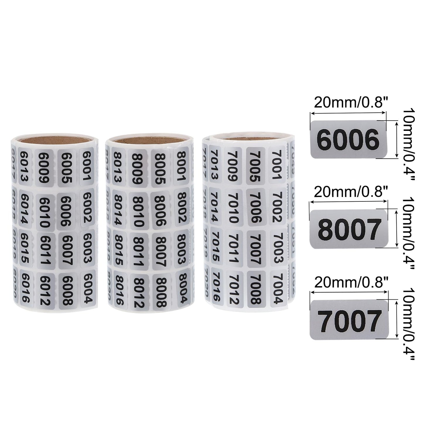 MECCANIXITY Consecutive Number Stickers, 6001 to 7000, 7001 to 8000, 8001 to 9000 Inventory Label Numbers for Office Warehouse Numbering, Total 3000pcs
