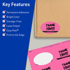 Avery® Printable Oval Labels, Sure Feed® Technology, 2" x 3-1/3", Bright Pink Labels, Print-to-The-Edge, Laser/Inkjet Printable, 160 Total, Great for Soaps and Candles 160 labels