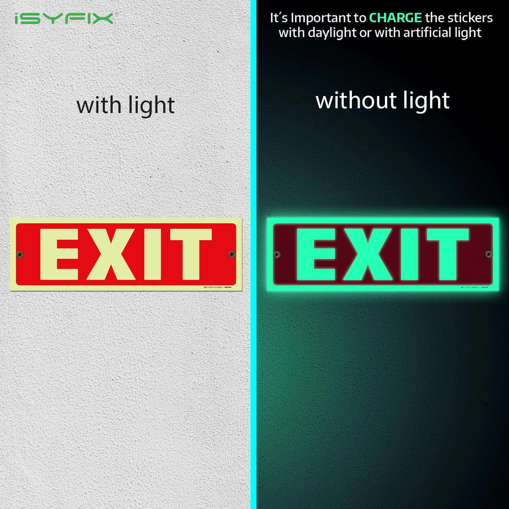 iSYFIX Exit Glow in the Dark Sign, 12x4 Inch, 12 Pack 12 Pk 12x4 Plastic Glow