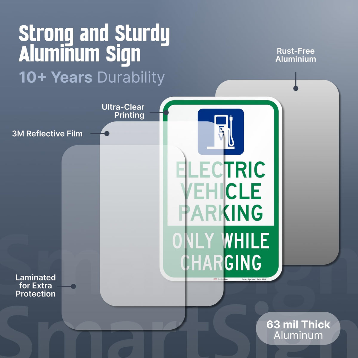 SmartSign 18 x 12 inch “Electric Vehicle Parking - Only While Charging” Sign, 63 mil Aluminum, 3M Laminated Engineer Grade Reflective Material, Blue, Green and White, Made in USA 12" x 18" - EG Reflective