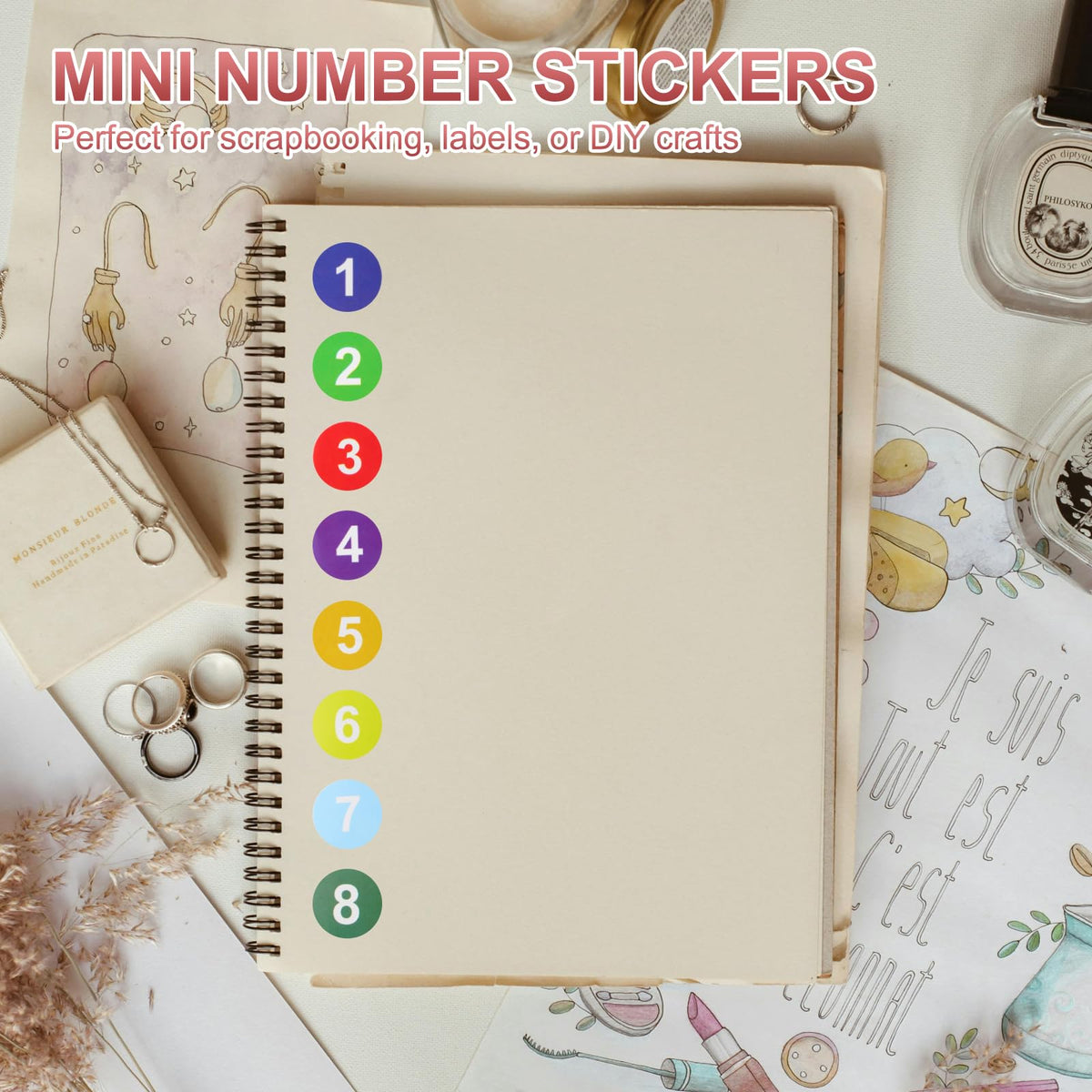 PATIKIL 9 Rolls Number 1-9 Circle Stickers Self-Adhesive Number Label