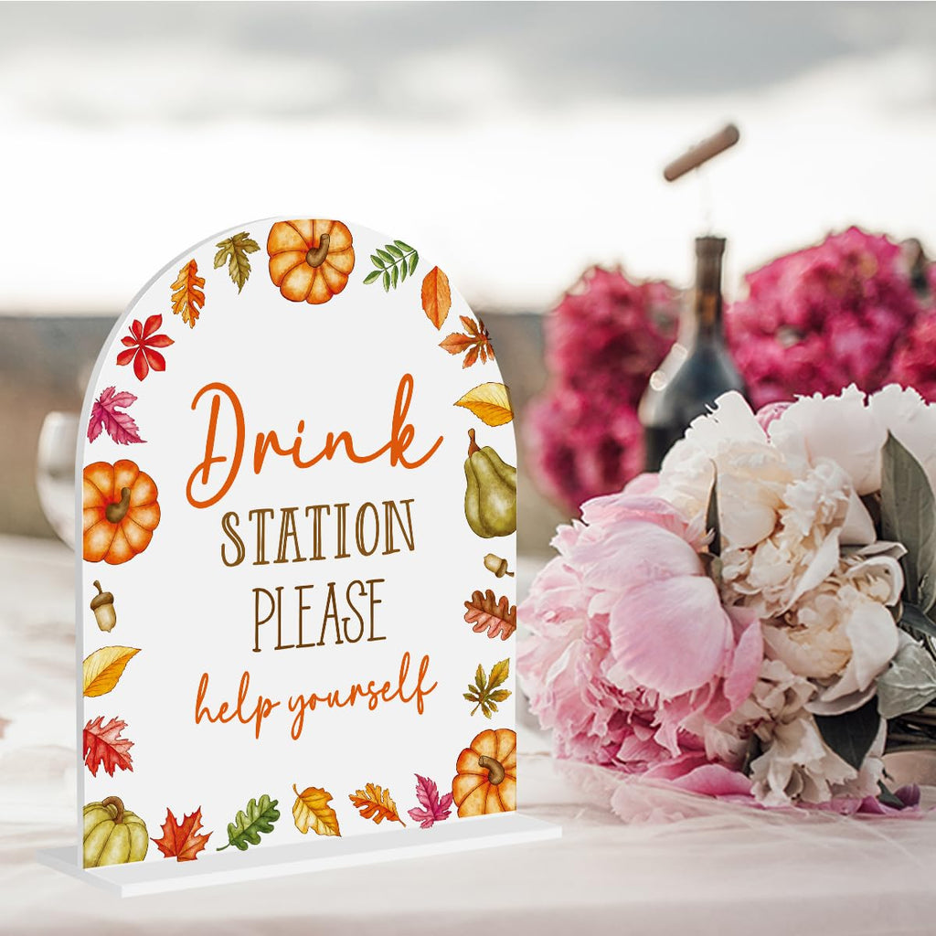 Fall Drink Bar Sign Drink Station Decor for Wedding Fall Festival 8"x10"