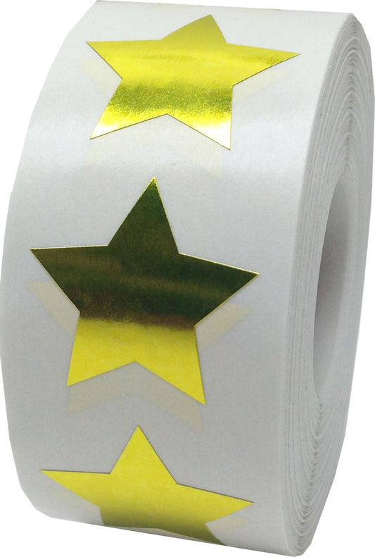 Metallic Gold Star Shape Stickers 1 Inch 500 Adhesive Labels