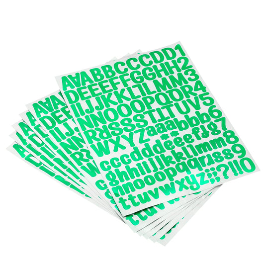 PATIKIL Letter Alphabet Number Stickers, Glitter Green 1" Reflective Labels Self Adhesive Vinyl Sticker for Classroom Organization, Sign, Door, Address, 6 Sheets, 126 Count/Sheet