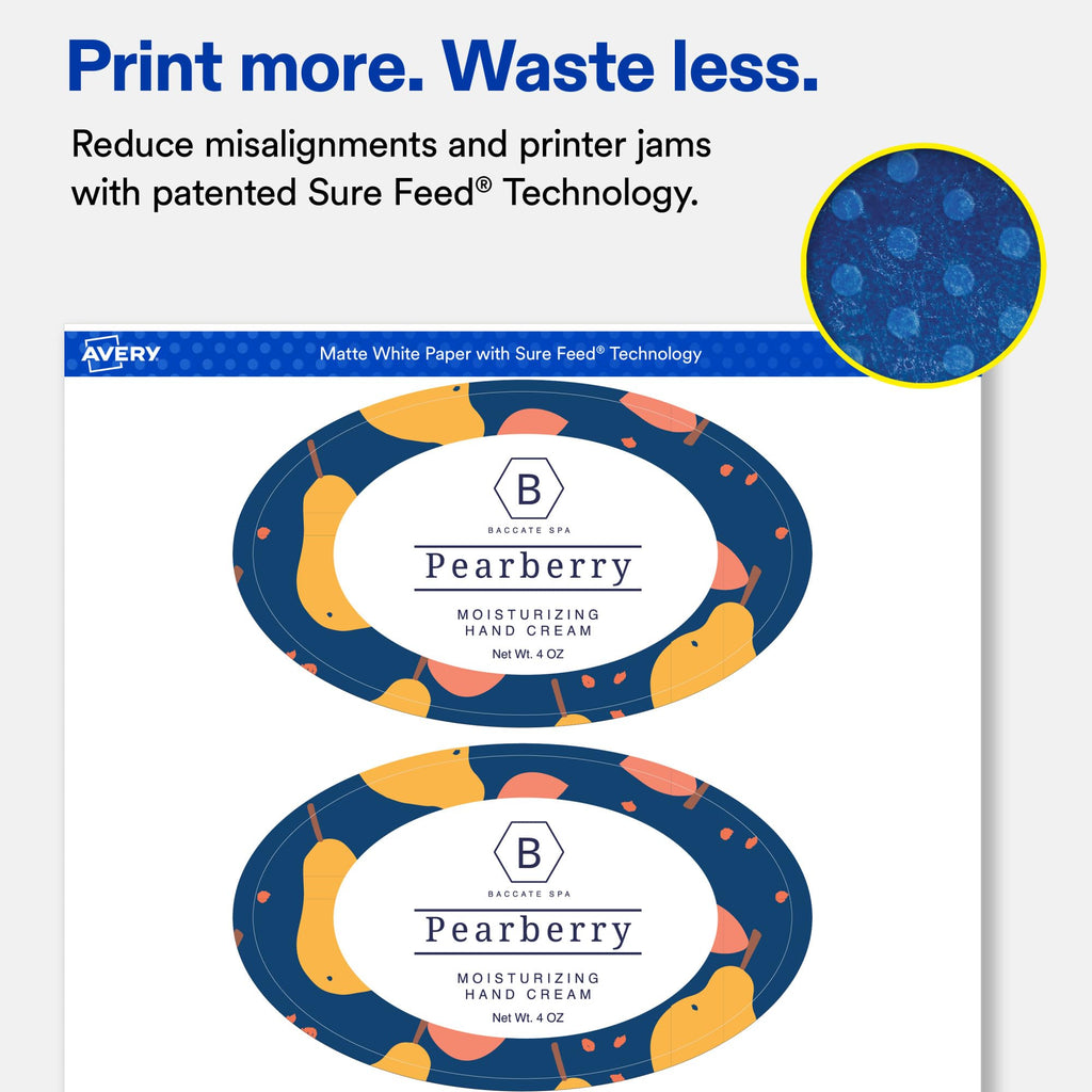 Avery® Printable Matte White Oval Labels, 3" x 5", 150 Total 150 labels