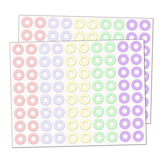 800 Pack, Paper Hole Reinforcement Stickers Labels - 0.25", 5 Colors 800 Pieces