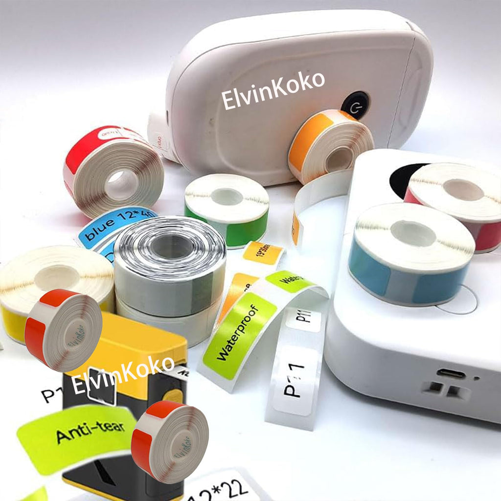 12Rolls D30 Label Tape P15 Thermal Label Stickers 15x30mm Paper Multicolor