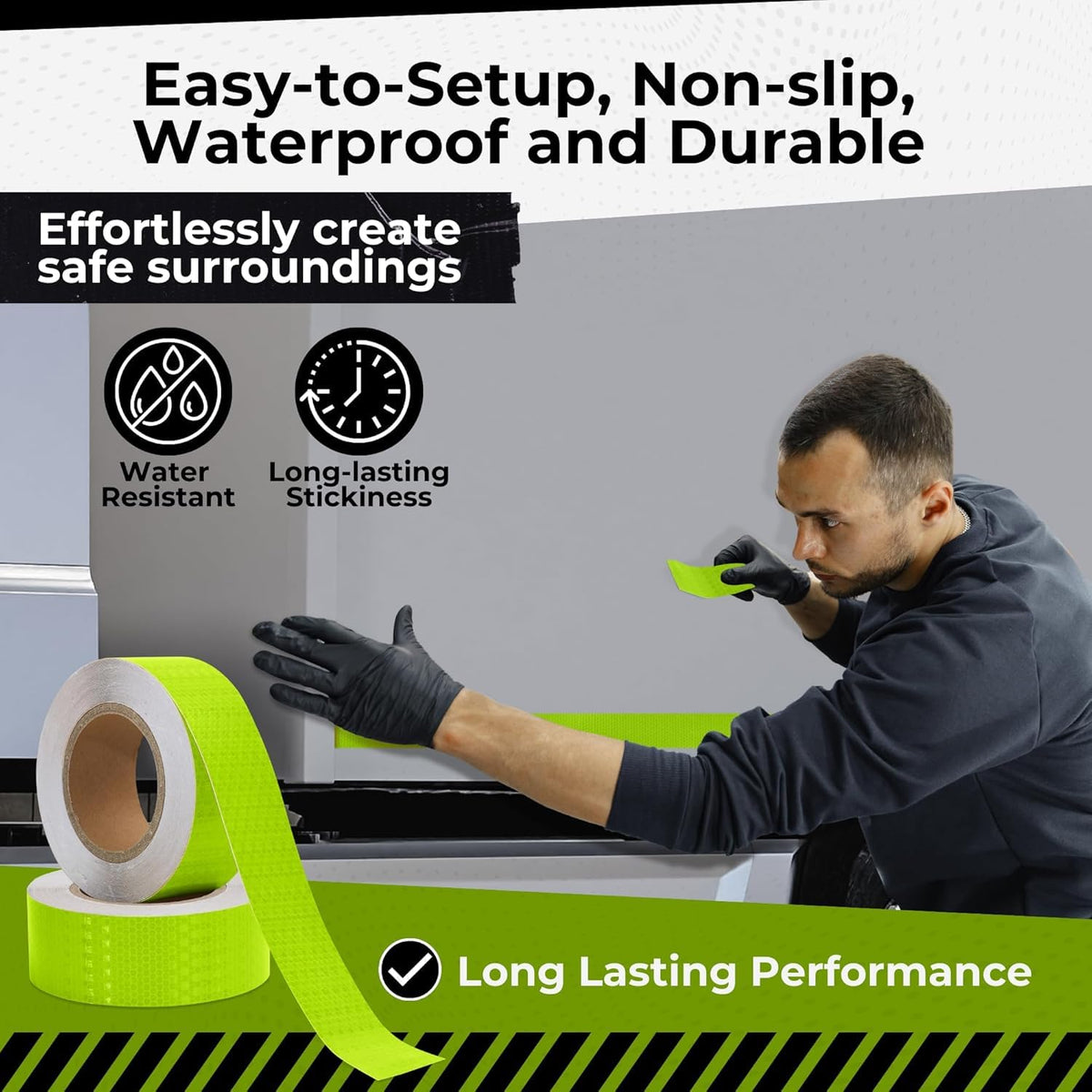 DOT C2 Safety Reflective Tape 2IN x 35 FT - Outdoor Waterproof Conspicuity Tape - Green Reflector Tape for Trailers, Vehicles, Boats - Strong Reflective Safety for Caution Warning Signs