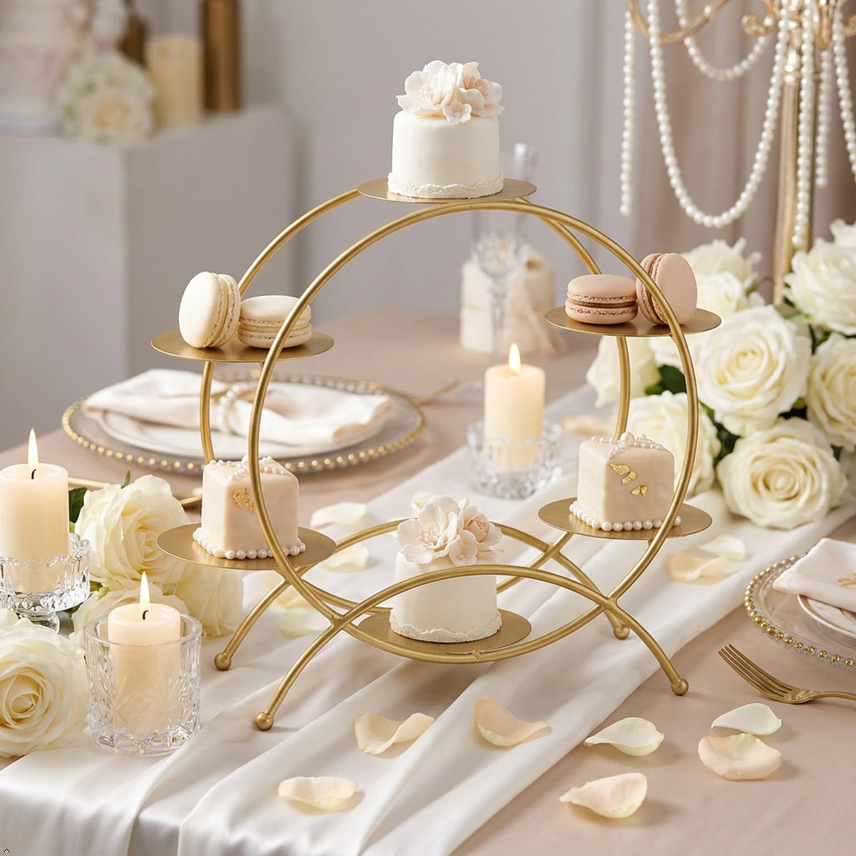 Gold 6-Tier Ferris Wheel Metal Display Rack Tabletop Organizer Gold-Large size