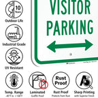 SmartSign-K-5661-EG "Customer and Visitor Parking" Sign with Bi-directional Arrow | 12" x 18" 3M Engineer Grade Reflective Aluminum 12" x 18" EG Reflective Aluminum - Parking Sign with Bi-directional Arrow