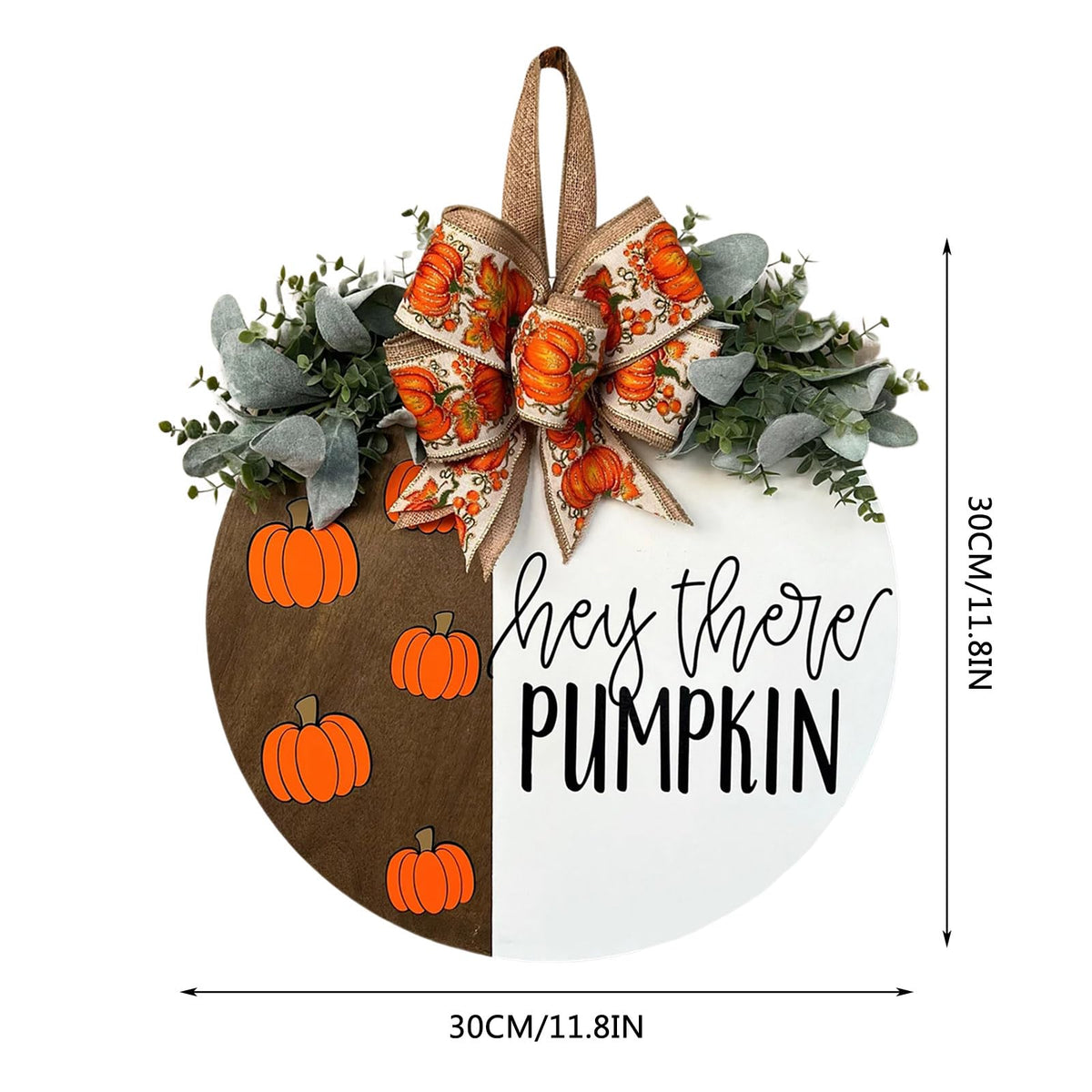 Hey There Pumpkin Welcome Hanging Sign Front Door Decor Fall Decorative Wooden Welcome Sign Rustic Porch Decoration for Home Office Garden Farmhouse 12 Inch White