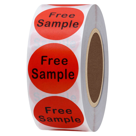 Hybsk Free Sample Stickers 1 Inch Round Retail Store Sale Displays Adhesive Labels for Inventory Control Total 500 Per Roll (Red) Red