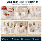 6 PCS Buffet Risers with Table Runner, Food Display Risers for Buffet Table White 3'',4'',5'',6'',7'',8''
