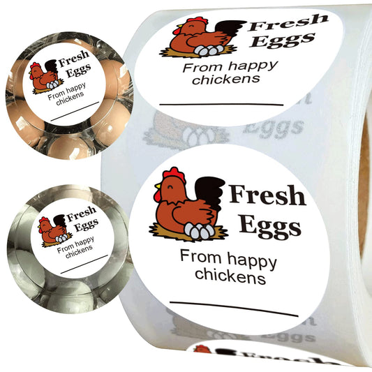 Farm Fresh Eggs Stickers 2 Inch Fresh Egg Carton Stickers from Happy Chickens Labels - Farm Chicken Eggs Stickers 500 Pcs Egg Carton Label Stickers for Egg Carton Labeling Medium 1.5INCH
