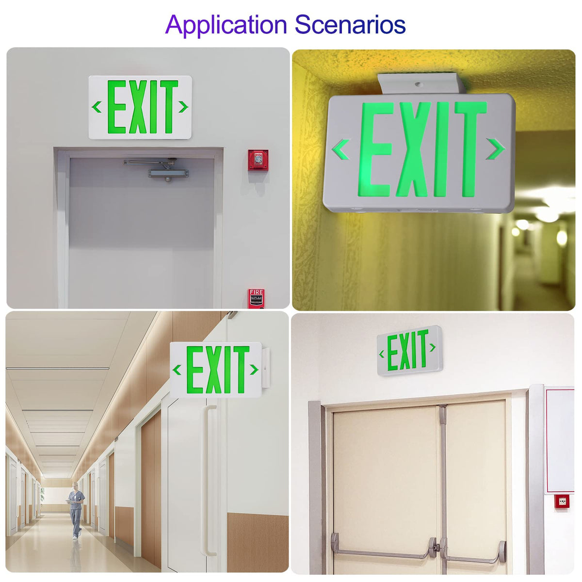 LED Emergency Exit Sign, Universal Mount OSHA Compliant Green 1 Pack