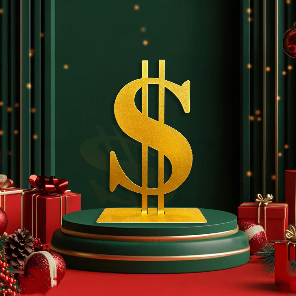 Metal Dollar Sign Tabletop Decor, Golden Dollar Metal Table Top Decor, Gold Centerpieces for Table, US Money Party Decoration, Casino Night Theme Party Supplies