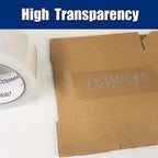 COSIMIXO Heavy Duty Packing Tape 2.7mil x 1.88" x 60 Yards, 6 Rolls,Industrial 3" Core, Clear, Great for Packing, Shipping & Moving 2.7Mil x 1.88" x 60Yds 6-Pack
