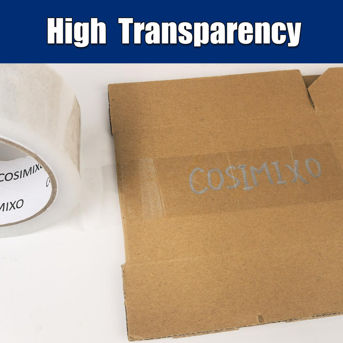 COSIMIXO Heavy Duty Packing Tape 2.7mil x 1.88" x 60 Yards, 6 Rolls,Industrial 3" Core, Clear, Great for Packing, Shipping & Moving 2.7Mil x 1.88" x 60Yds 6-Pack