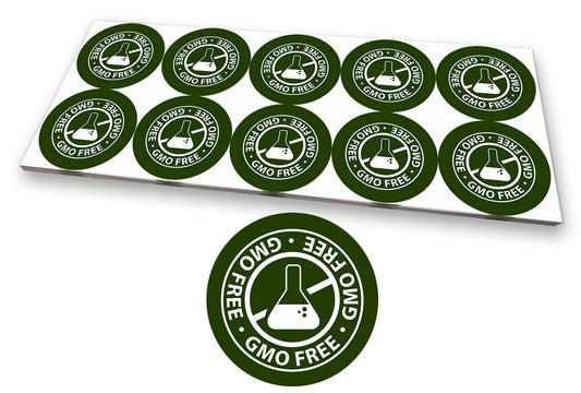 GMO Free, Non-GMO Food Rotation Labels 3 cm Circle Dots 250 Adhesive Stickers