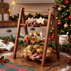 Marsui 3 Tier Christmas Snowflake Serving Tray with 16 in Collapsible Stand