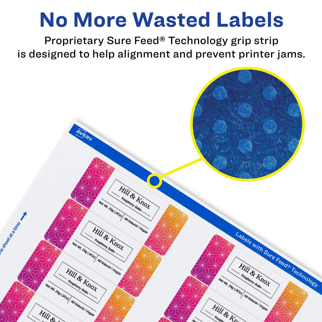 Avery® Printable Durable White Rectangle Labels, Sure Feed® Technology, 0.75" x 3.5", Print-to-the-Edge, Waterproof Labels, Laser & Pigment-Based Inkjet Compatible, 500 Total 500 labels