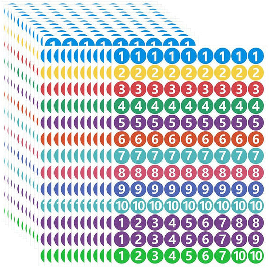 RIVEENY 24 Sheets 1 to 10 Number Stickers Vinyl Consecutive Number Stickers Self Adhesive Decal for Indoor and Outdoor Waterproof Labels Number Inventory Stickers for Inventory Classification Style-b