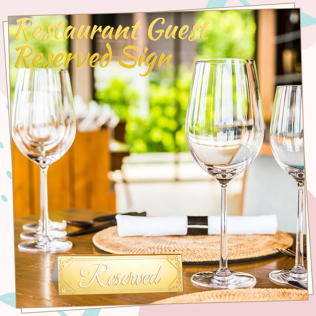 Juexica 6 Pieces Reserved Table Sign Wedding Gold Acrylic Reserved Table Tent Signs Guest Reservation Seat Sign for Restaurant Seating Wedding Office Meeting Party