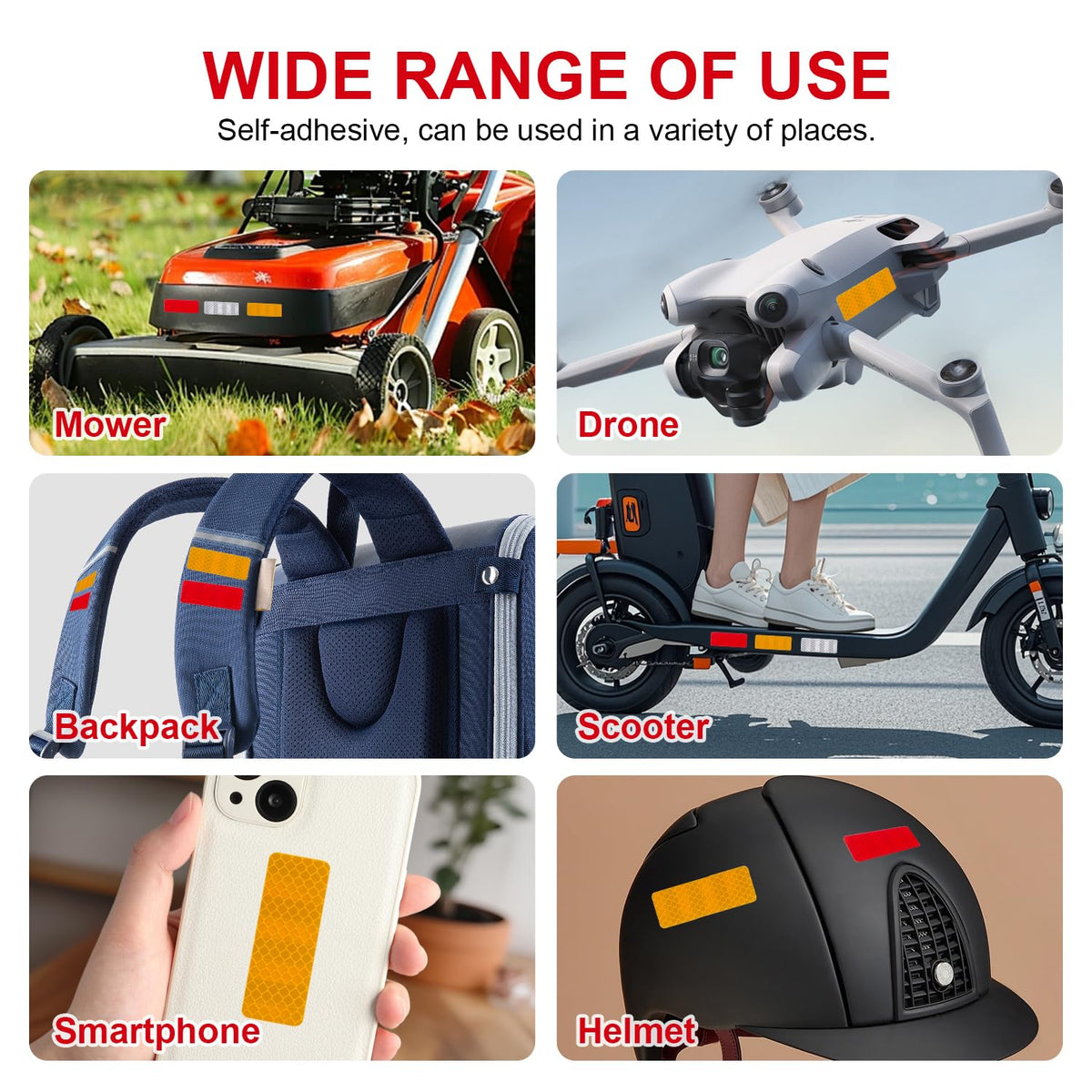 50 Pcs Reflective Safety Stickers, High Visibility Waterproof Tape Strips for Car, Motorcycle, Bike, Helmet, Mailbox, Bag, 1.18 x 3.15 Inch (50, Red/Silver/Blue/Yellow/Green) 50