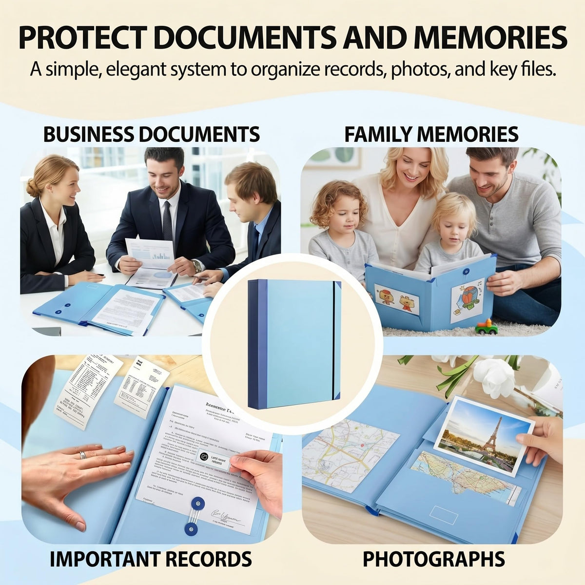 The Life Book Document Organizer with Pre Labels, Family Emergency Planner, End of Life Important Documents Binder, Portable Paper File Folio for Medical Legal Financial Household Paperwork