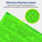 Avery Printable Rectangle Labels, Sure Feed Technology, 1-1/2" x 7-1/2", Neon Green Labels, Print-to-The-Edge, Laser/Inkjet Printable, 100 Total, Great for Candles and Jars 100 labels