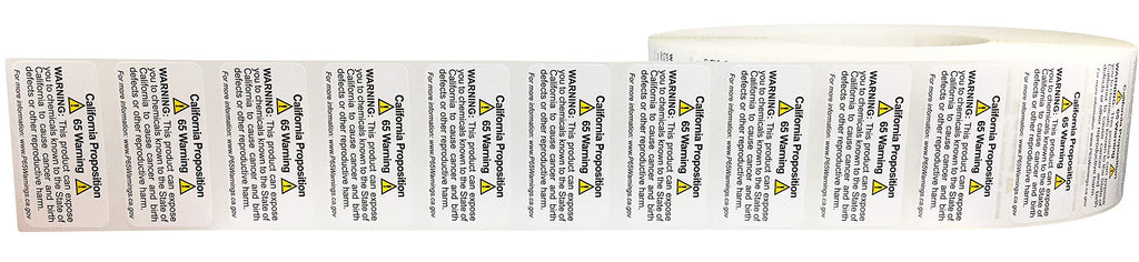 Bulk pack of 5,000 California Proposition 65 warning labels, 2-inch color-coding labels 