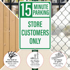 2 Pack 15 Minute Parking Store Customers Only Signs 18 x 12 Inches