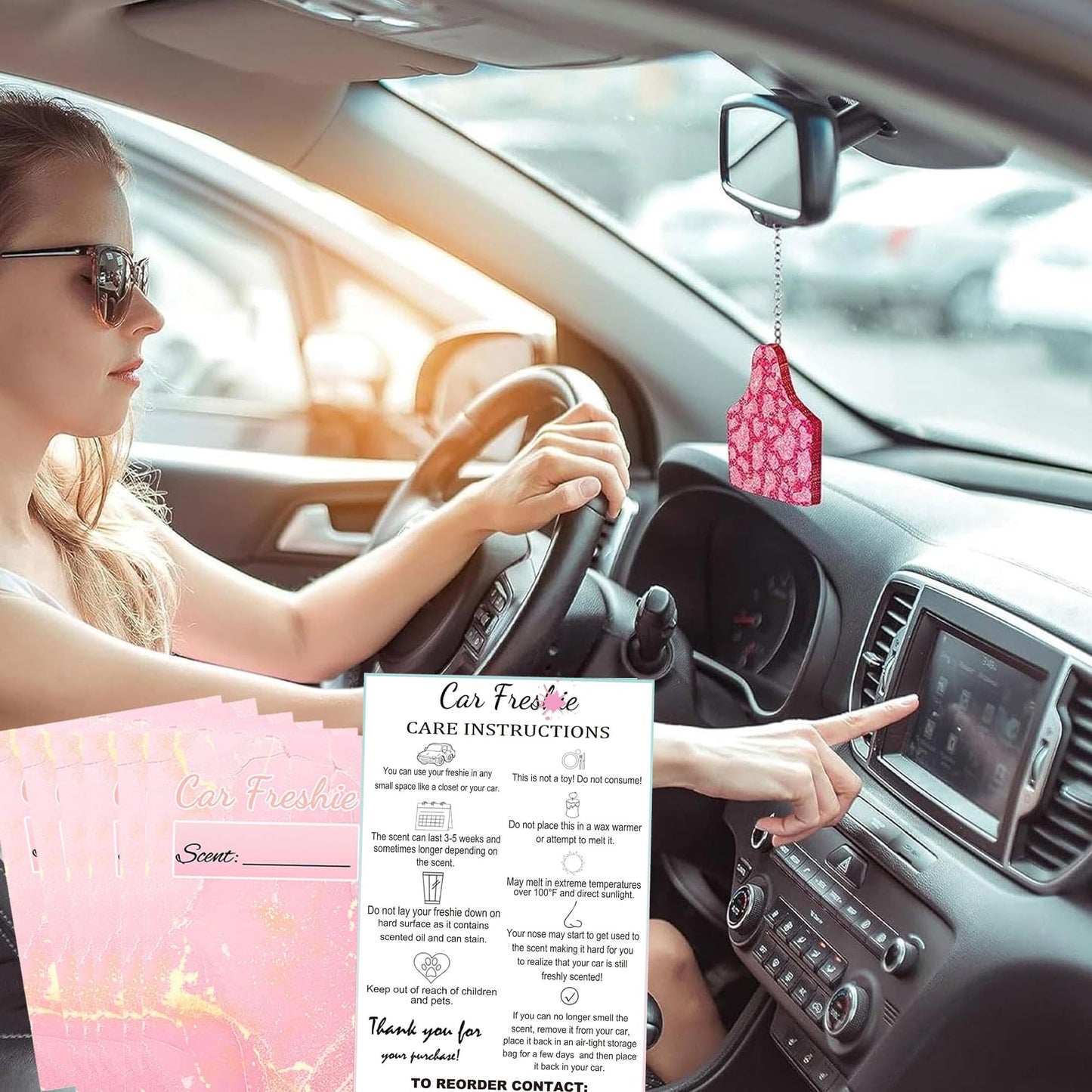 Car Freshiess Insert Cards Freshies Scent Label 4”x6”Care Instruction Cardstock DIY Crafts Label Stickers for Freshies Car Business,Beads and Silicone Molds Supplies 50 Pcs