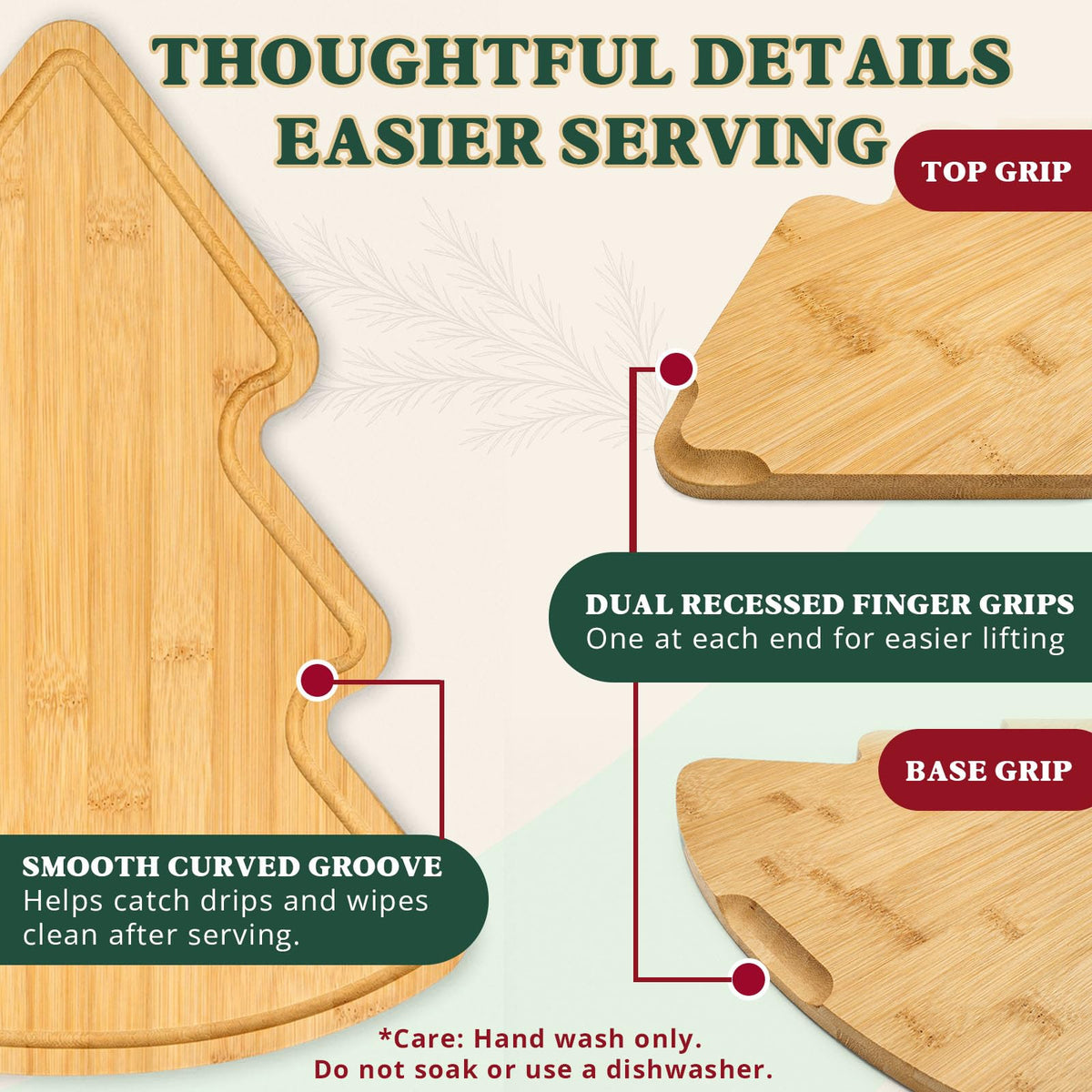 Christmas Tree Charcuterie Board and Cutting Board, 15.7 x 11.8 in