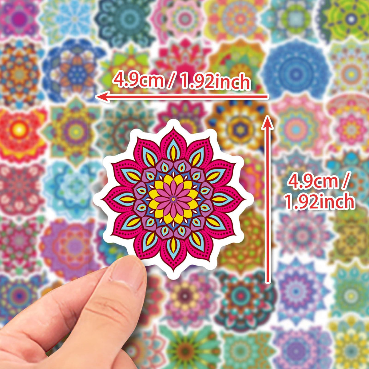 Happy Diwali Gift Stickers - 50pcs Mandala Labels Seals Decals for Kids Cards Envelopes Cookies Box and Gifts Wrapping Decoration
