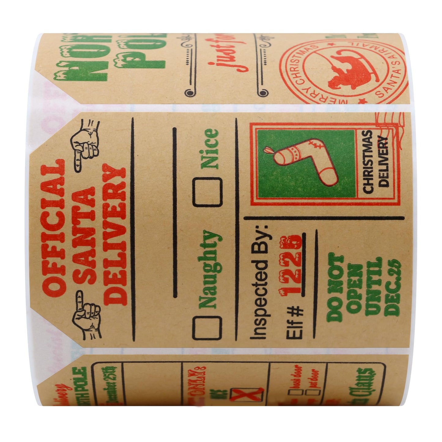 Hybsk 200pcs Christmas Santa Claus Stickers, Kraft Paper 2 x 3 Inch Christmas Cards Labels (Type 1) Type 1