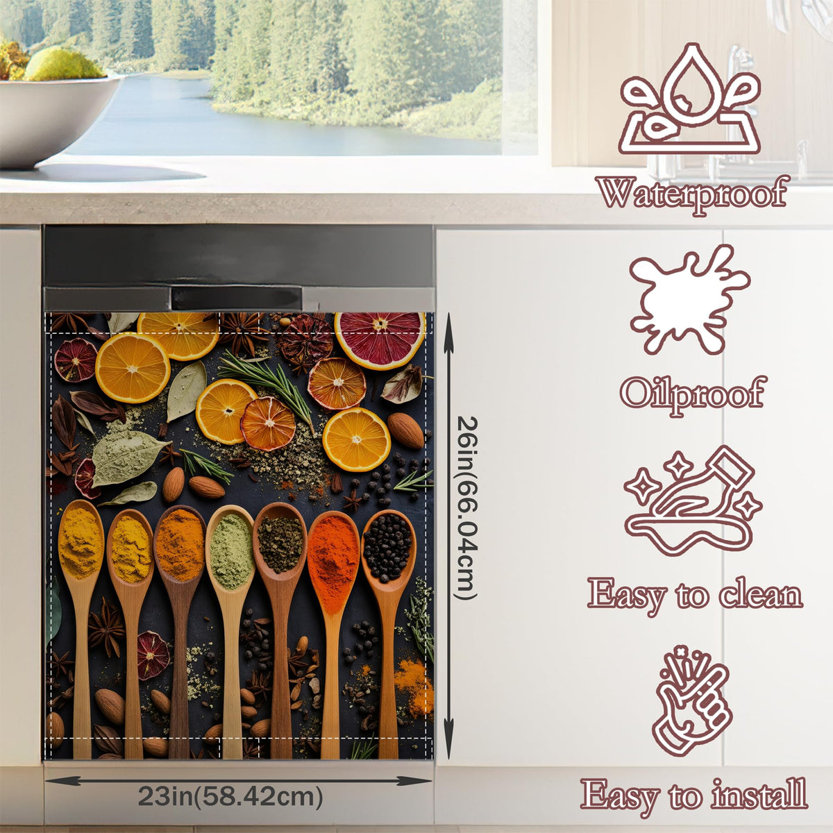Cooking Spice Spoons Dishwasher Magnet Cover for Kitchen Décor